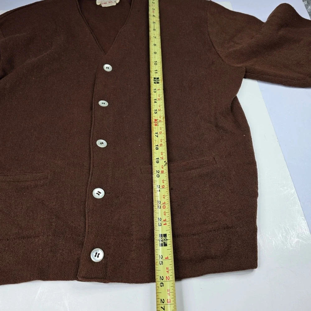 Vintage Lord Jeff The‎ 19th Hole Australian Wool Mens Brown Cardigan Sweater L